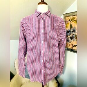 Men's Untuckit Red Blue Checkered Shirt XL EUC